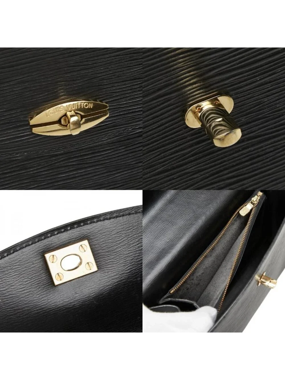 Louis Vuitton Epi Malesherbes Handbag Noir Black Leather